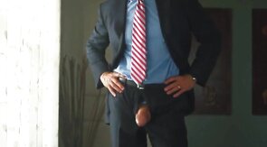 Amateur Big-Cock Daddy Suits Up for Solo Action