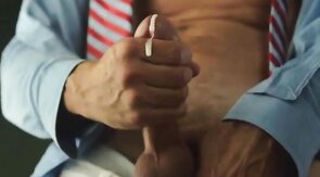 Amateur Big-Cock Daddy Suits Up for Solo Action