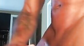 Black Hunk Jerks Off to Porn and Cums Hard
