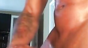 Black Hunk Jerks Off to Porn and Cums Hard