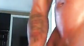 Black Hunk Jerks Off to Porn and Cums Hard