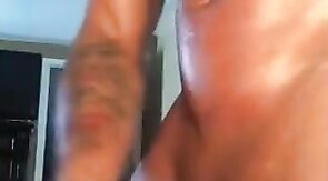 Black Hunk Jerks Off to Porn and Cums Hard