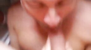 Older friend gives an amazing blowjob to my big cock