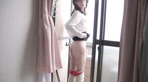 Veranda Fun: Asian Crossdresser Masturbates Outdoors