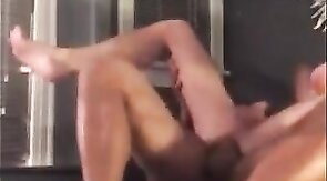 Bareback Blondy Rides Daddy's Cock