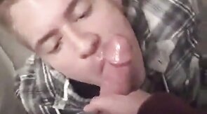 Big-Cock Blowjob - Cum Shot on Tongue
