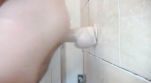 Quickie Against the Wall: Amateur Crossdresser Fun with a Sex Toy