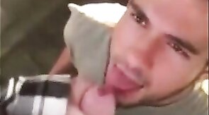 Cute Latin Hunk Sucks Big Cock and Eats Cum