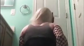 Crossdresser Rides Dildo to Orgasm