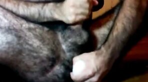 Hairy Daddy Plays with His Dildo