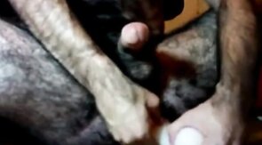 Hairy Daddy Plays with His Dildo