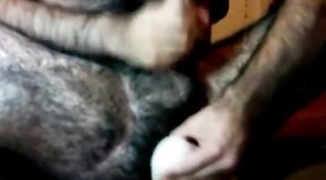 Hairy Daddy Plays with His Dildo