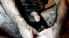 Hairy Daddy Plays with His Dildo
