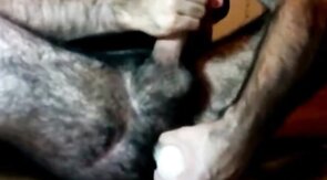 Hairy Daddy Plays with His Dildo