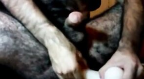 Hairy Daddy Plays with His Dildo