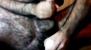 Hairy Daddy Plays with His Dildo