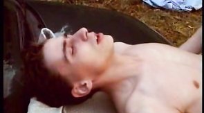 Impressive anal sex on the hood in the woods