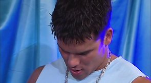 Good-looking mate is trying to handle three boners