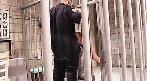 Two muscular prisoners are enjoying each other's boners