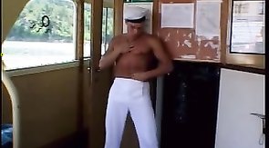 Three sexy muscled sailors are having a good 3some