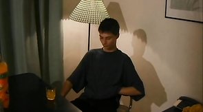 Sexy skinny twink is performing a good handjob