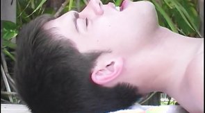 Sensual young partners are screwing on the poolside