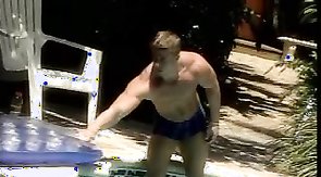 Outstanding soloist is posing and relaxing in the Jacuzzi