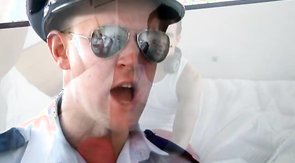 Policeman is hanging out with his lustful buddies