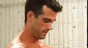 Sexy fireman is being fucked hard by four muscled males