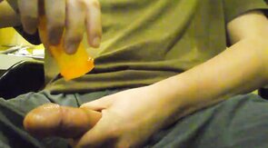 Massaging Big Cock with Oil until Intense Orgasm