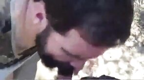 Bearded Daddy Gives Facial in the Woods