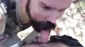 Bearded Daddy Gives Facial in the Woods