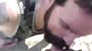 Bearded Daddy Gives Facial in the Woods