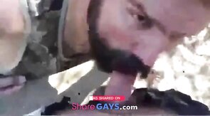 Bearded Daddy Gives Facial in the Woods