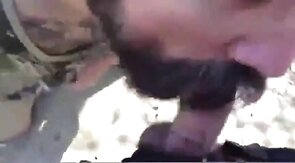 Bearded Daddy Gives Facial in the Woods