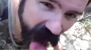Bearded Daddy Gives Facial in the Woods