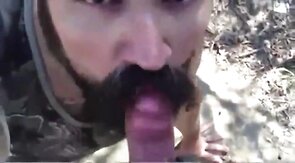Bearded Daddy Gives Facial in the Woods