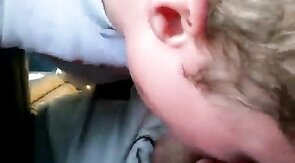 Sucking my buddy's big cock in the car
