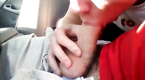Sucking my buddy's big cock in the car