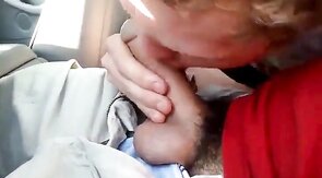 Sucking my buddy's big cock in the car