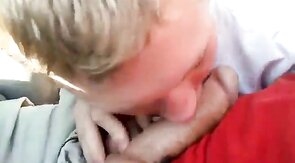 Sucking my buddy's big cock in the car