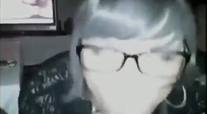 Crossdressing Secretary Gives Amateur Blowjob on Webcam