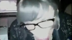 Crossdressing Secretary Gives Amateur Blowjob on Webcam