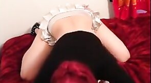 Crossdresser Rides Mounted Dildo Til Orgasm