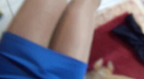 Crossdresser in Nylon Skirt Jerks Off