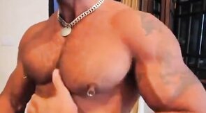 Muscle hunks stroke their big cocks and cum hard.