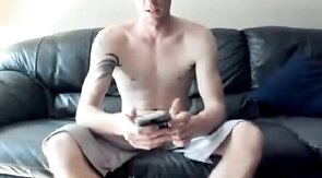 Big Cock Guy Shows Off His Feet and Jerks Off on Webcam