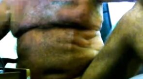 Old Man Stroking on Webcam