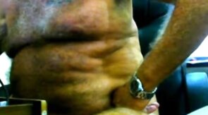 Old Man Stroking on Webcam
