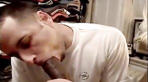 Muscular Amateur Sucks a Huge Black Cock